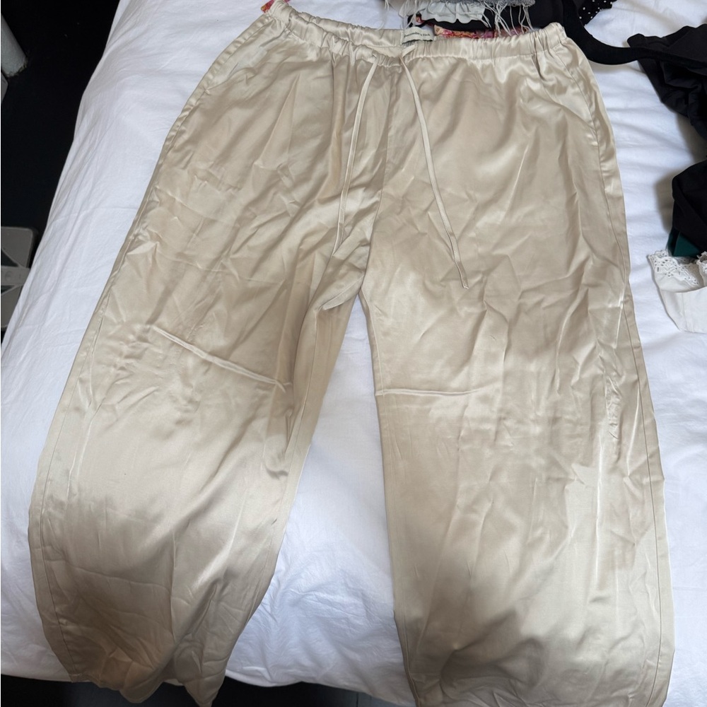 Pull on Satin Pants Champagne Abercrombie